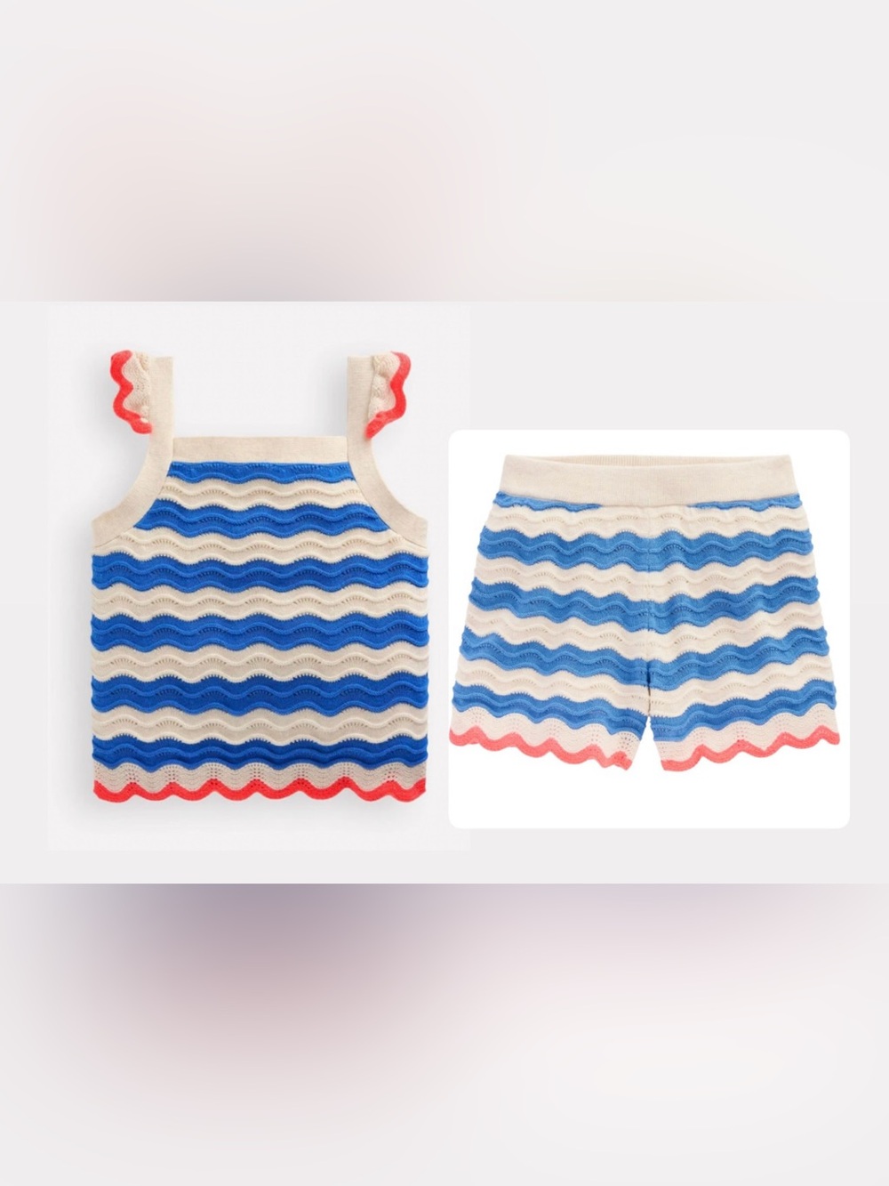 Mini Boden Girls Stripe Pointelle Stitch
Cotton Sweater Set, 3T